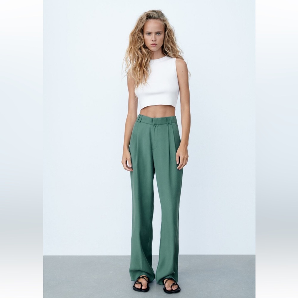 Zara Full Length Pants Bottle Green